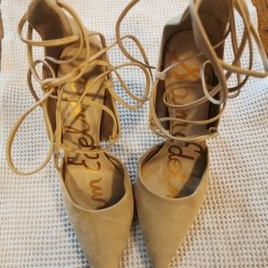 luxury sam edelman shoes office woman's high Heels brown tan party tie sexy shoe